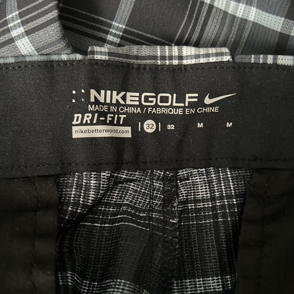 NIKE GOLF Tour Performance Plaid Golf Shorts Dri-Fit in Gray/White/Green Sz 32 - Picture 9 of 10